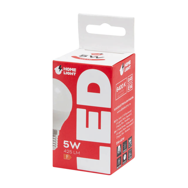 Bec LED sferic 5W E14 6400K, Homelight