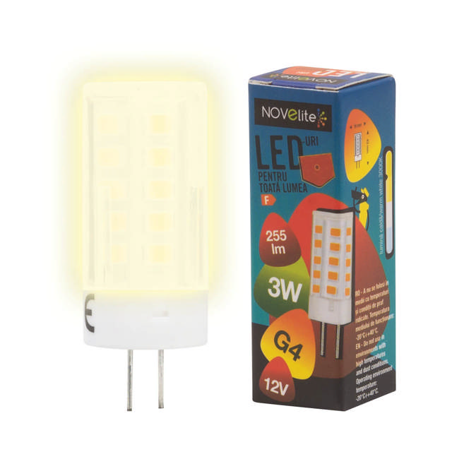 Bec LED bulb 3W G4 3000K 12V, Novelite