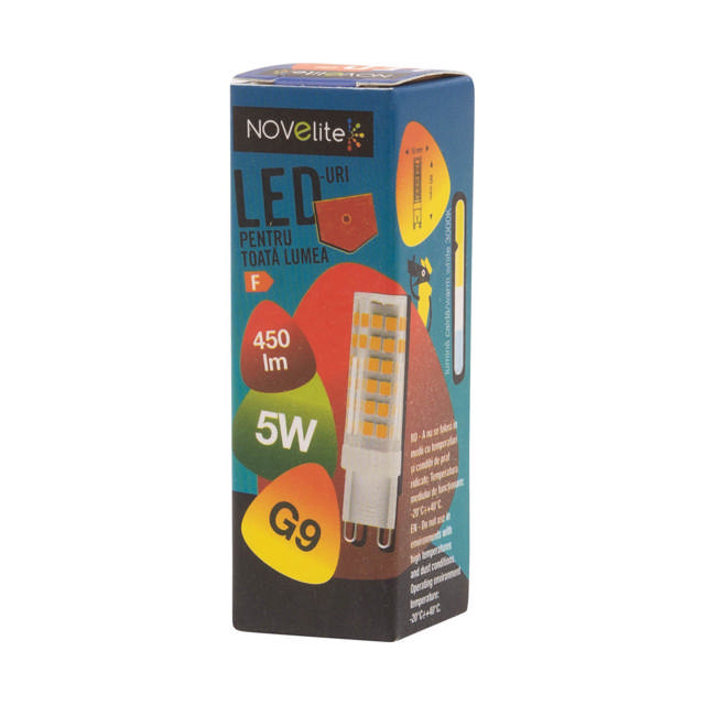 Bec LED bulb 5W G9 3000K, Novelite