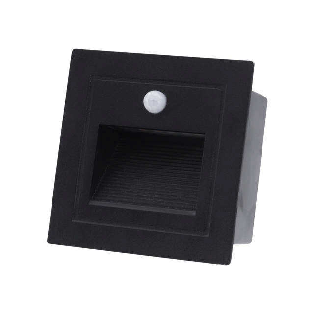 Spot incastrat treapta cu senzor LED 3W 3000K IP54, negru, Erste