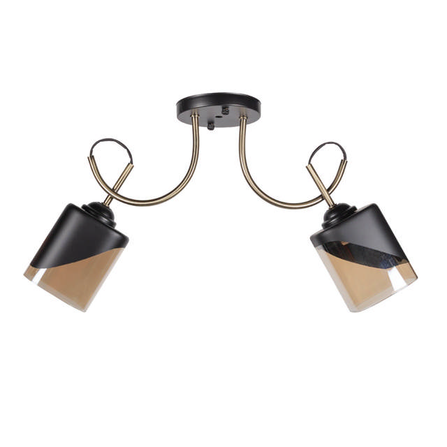 Lustra Smoky 2XE27 IP20, negru+auriu, Erste
