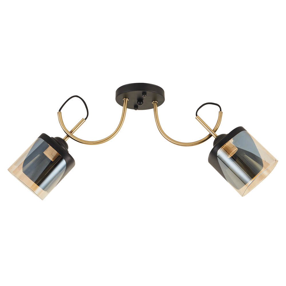 Lustra Smoky 2XE27 IP20, negru+auriu, Erste