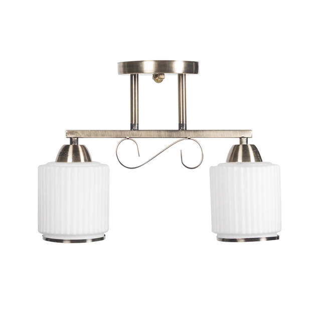 Lustra Milky 2XE27 IP20, alamă+alb, Erste