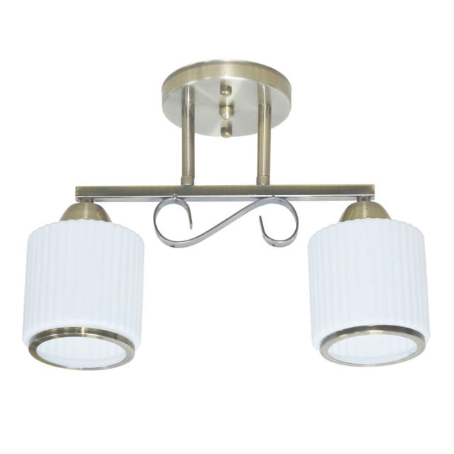 Lustra Milky 2XE27 IP20, alamă+alb, Erste