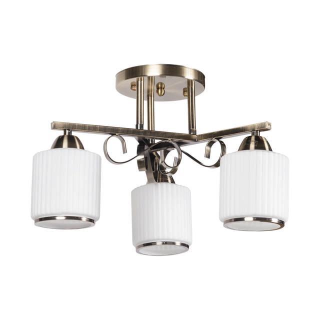 Lustra Milky 3XE27 IP20, alamă+alb, Erste