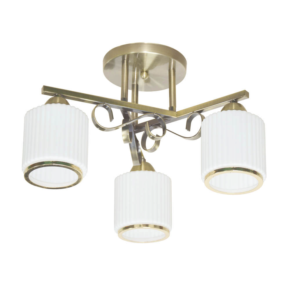 Lustra Milky 3XE27 IP20, alamă+alb, Erste