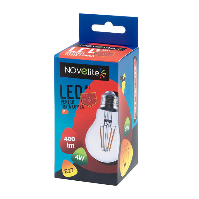 Bec LED filament A60 4W E27 2700K, Novelite