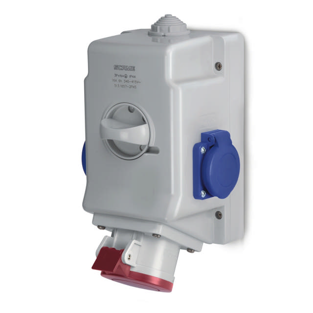 Priza 3P+N+E 16A 2Xschuko Ip44 – SCAME | 513.1657-1DNS