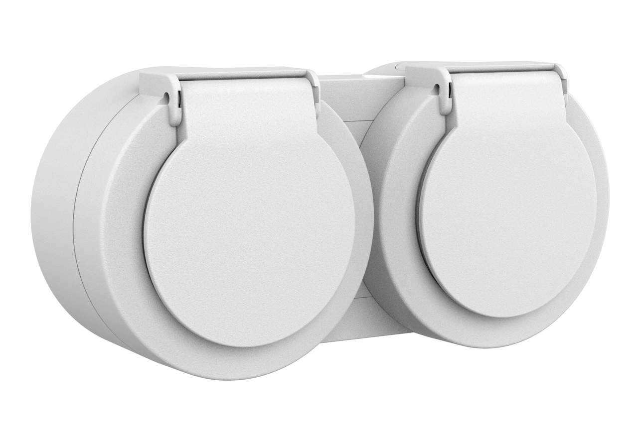Xone priza dubla cu capac IP54, alb, Ovivo