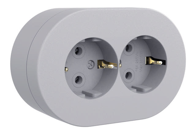  Xone priza dubla IP45, gri, Ovivo