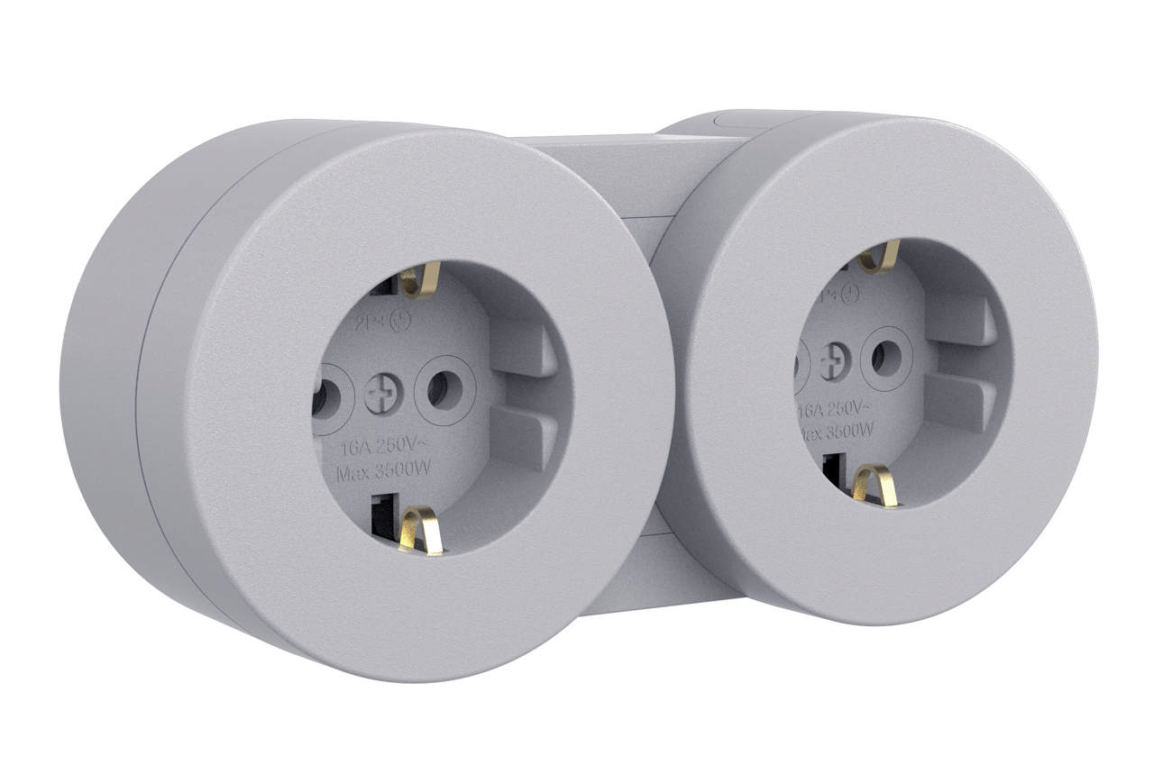 Xone priza dubla IP45, gri, Ovivo