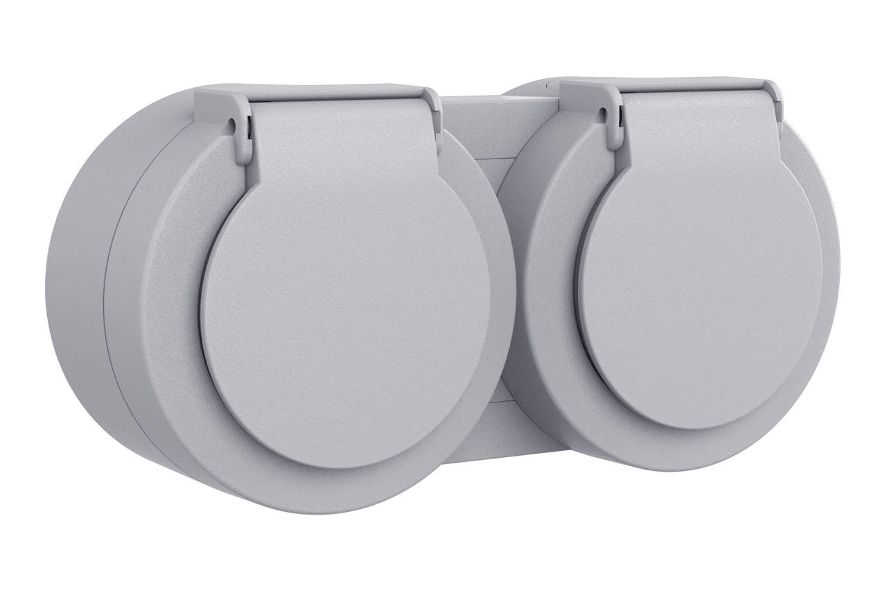 Xone priza cu capac+priza cu capac IP45, gri, Ovivo