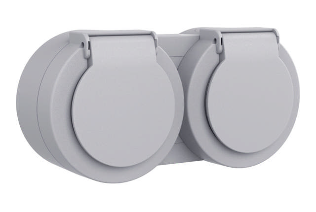 Xone priza cu capac+priza cu capac IP45, gri, Ovivo