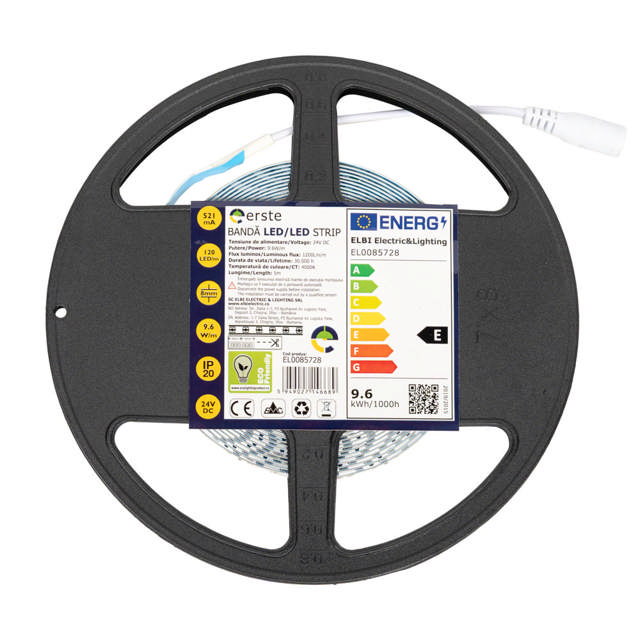 Bandă LED 24V 120 LED/m 9.6W/m 4000K IP20 Rolă 5m - ERSTE