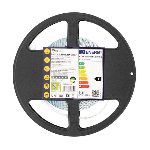 Bandă LED 24V 120 LED/m 9.6W/m 6400K IP20 Rolă 5m - ERSTE