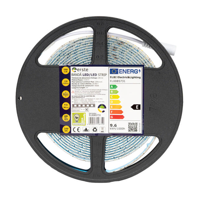 Bandă LED 24V 120 LED/m 9.6W/m 4000K IP65 Rolă 5m - ERSTE