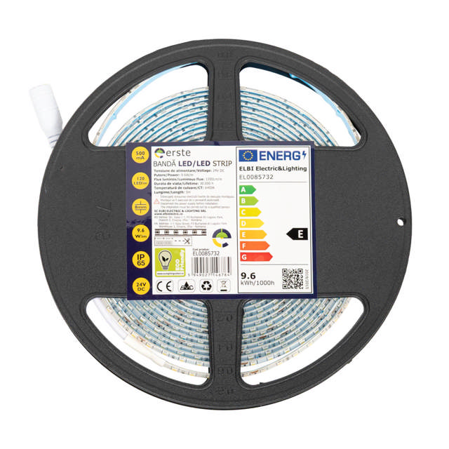 Bandă LED 24V 120 LED/m 9.6W/m 6400K IP65 Rolă 5m - ERSTE