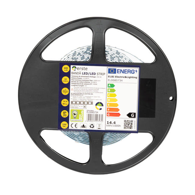Bandă LED 24V 60 LED/m 14.4W/m 4000K IP20 Rolă 5m - ERSTE