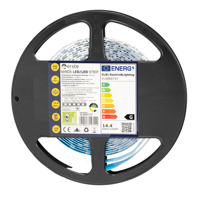 Bandă LED 24V 60 LED/m 14.4W/m RGB + 3000K IP20 Rolă 5m - ERSTE