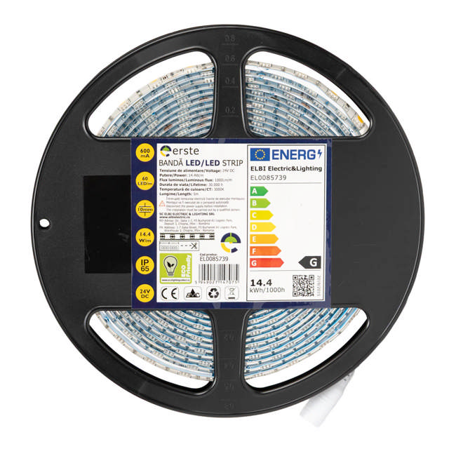 Bandă LED 24V 60 LED/m 14.4W/m 3000K IP65 Rolă 5m - ERSTE