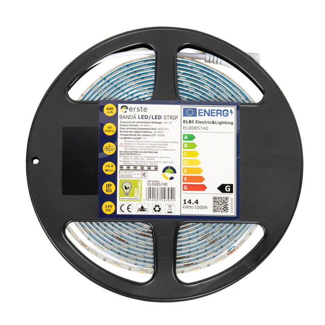 Bandă LED 24V 60 LED/m 14.4W/m 4000K IP65 Rolă 5m - ERSTE