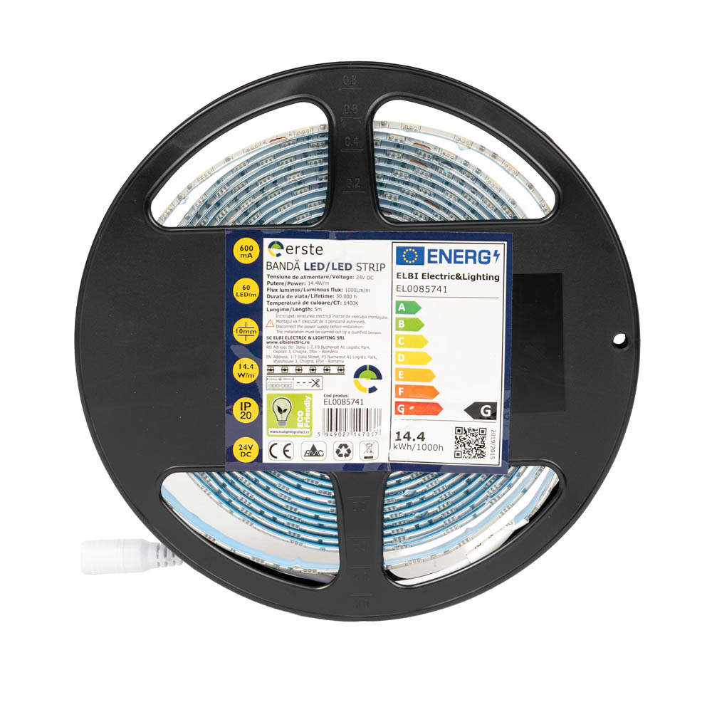 Bandă LED 24V 60 LED/m 14.4W/m 6400K IP65 Rolă 5m - ERSTE