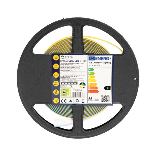 Bandă LED 24V COB 13W/m 3000K IP20 Rolă 5m - ERSTE