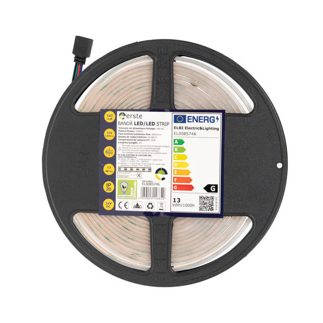 Bandă LED 24V COB 13W/m RGB IP20 Rolă 5m - ERSTE