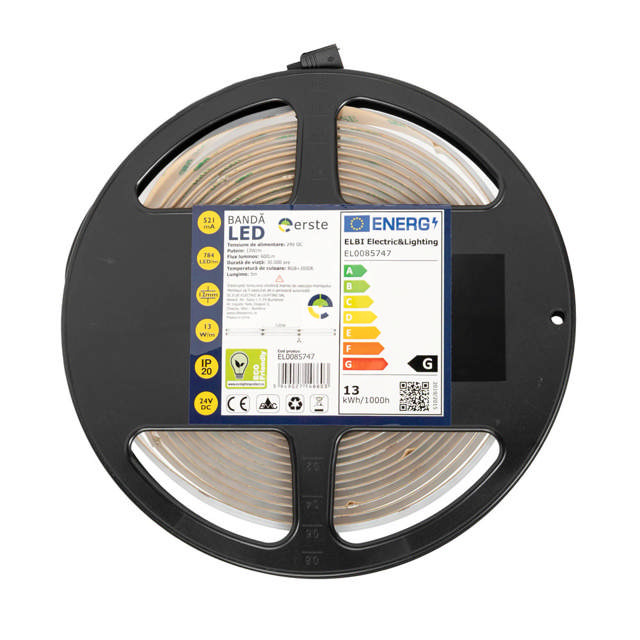 Bandă LED 24V COB 13W/m RGB + 3000K IP20 Rolă 5m - ERSTE