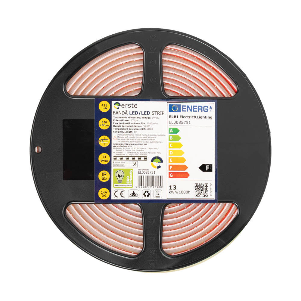 Bandă LED 24V COB 13W/m 6400K IP65 Rolă 5m - ERSTE