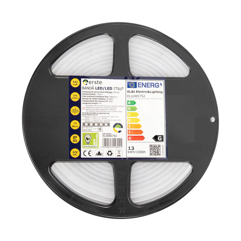 Bandă LED 24V COB 13W/m RGB IP65 Rolă 5m - ERSTE