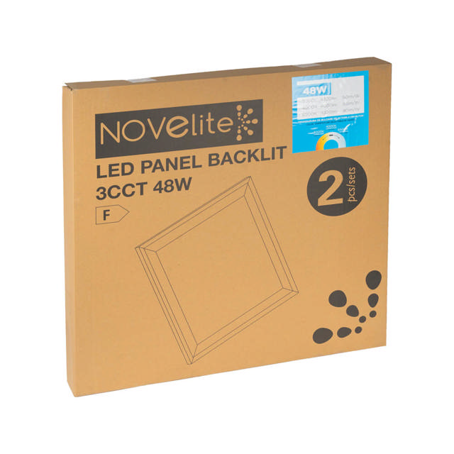 SET 2 Panouri LED Backlit Alb 48W 3CCT 595x595x32mm IP44 - NOVELITE